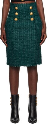 Green Fringed Midi Skirt