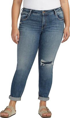 Plus Size Boyfriend Mid-Rise Slim Leg Jeans W27101EAE217 (Indigo) Women's Jeans