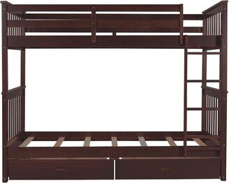 hommetree Twin Over Twin Bunk Bed with Ladders and Two Storage Drawers