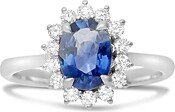 Blue Sapphire & Diamond Starburst Halo Ring in 18K White Gold - 100% Exclusive