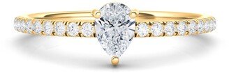 Lab Created Pear Diamond & Pavé 14K Gold Ring