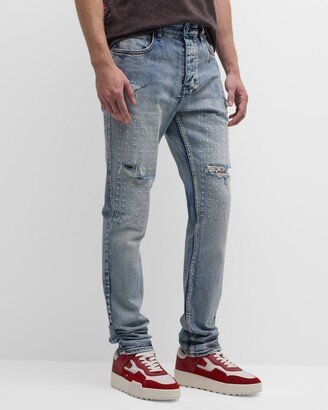 Men's Cross Embroidered Trashed Chitch Jeans