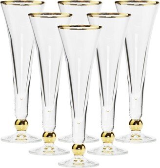 Flutes with Gold Ball and Trim, Set of 6