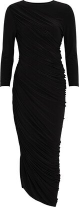 Diana Asymmetric Ruched Jersey Midi Dress