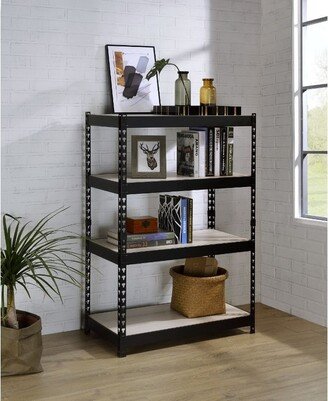 GEROJO Decmus Bookshelf with 4 Tier Shelf & Adjustable Shelves, Natural & Black Finish