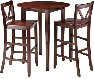 Fiona 3-Piece High Round Table with 2 Bar V-Back Stool