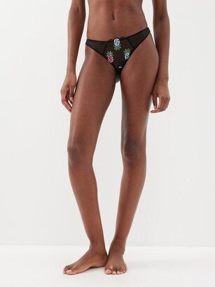 Pineapple Embroidered Mesh Briefs