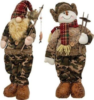 Camo Santa or Snowman Doll 2 Asstd. - 20 x 3 x 8