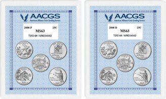 American Coin Treasures 2008P 2008D Statehood Quarters Graded MS63 Brilliant Uncirculated