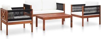 4 Piece Patio Lounge Set Solid Acacia Wood-AA