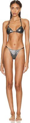 Triangle Bikini Set in Metallic Silver