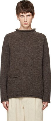 XENIA TELUNTS Brown Rolled Edge Sweater