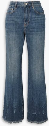 Frayed high-rise flared jeans