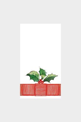 Ribbon Border Holly Paper Guest Towel Napkins