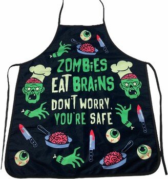 Zombies Eat Brains, You're Safe, Halloween Aprons, Zombie Aprons. Funny Baking Apron, Gift For Mom, Cooking Cook Aprons