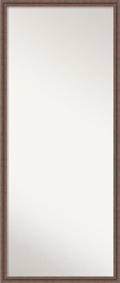 Non-Beveled Wood Full Length Floor Leaner Mirror - Distressed Rustic Brown Frame