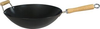 36cm Standard Gauge Non Stick Carbon Steel Wok with Helper Handle Black