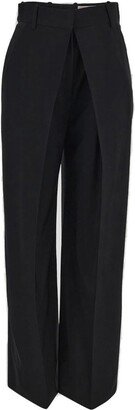 High-Waist Straight-Leg Pleated Trousers