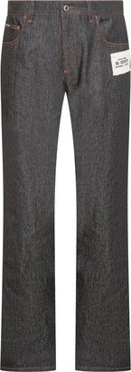 Logo Patch Straight Leg Jeans-BT