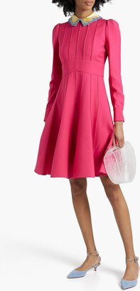 Pintucked wool and silk-blend crepe dress