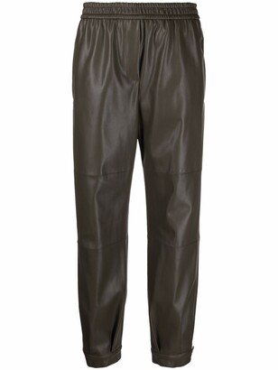 Faux-Leather Slip-On Trousers