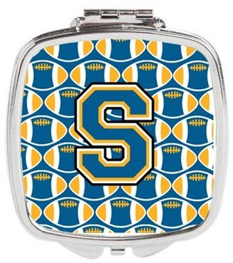 CJ1077-SSCM Letter S Football Blue & Gold Compact Mirror, 3 x 0.3 x 2.75 in.