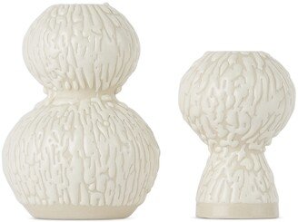 Beige Ceramic Candle Holder Set