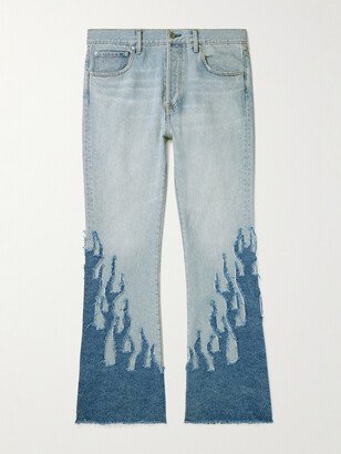 LA Blvd Flared Appliquéd Distressed Jeans