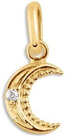 18K Yellow Gold Diamond Petite Moon Pendant