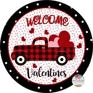 Welcome Valentine's Day Truck Sign | Door Hanger Valentine Home Decor Wreath Supplies