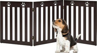 24'' Folding Wooden Freestanding Pet Gate Dog Gate W/360° Flexible Hinge
