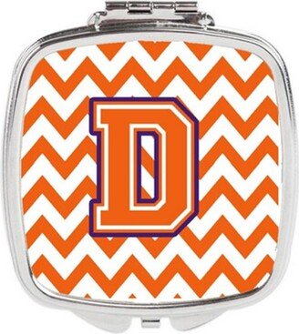 CJ1062-DSCM Letter D Chevron Orange & Regalia Compact Mirror