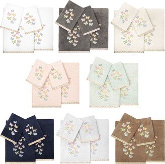 Authentic Hotel and Spa 100% Turkish Cotton Mariposa 4PC Embellished Towel Set