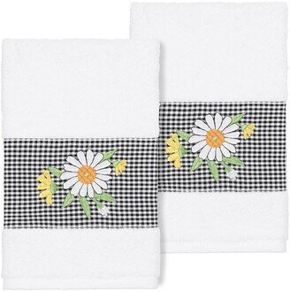 Daisy Embellished Hand Towel - Set of 2 - White
