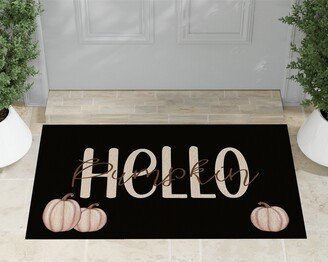 Hello Pumpkin Door Mat | Fancy Autumn Indoor Outdoor Cute Fall Doormat Pumpkins Personalized With Family Last Name