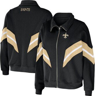 Women's Wear by Erin Andrews Black New Orleans Saints Yarn Dye Stripe Full-Zip Jacket