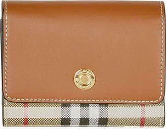 Vintage Check Logo Plaque Tri-Fold Wallet