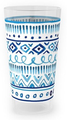 Outdoor Pint Glasses: Painted Stripe - Blue Outdoor Pint Glass, Blue