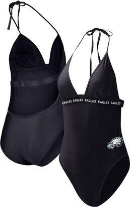 Women's G-iii 4Her by Carl Banks Black Philadelphia Eagles Full Count One-Piece Swimsuit