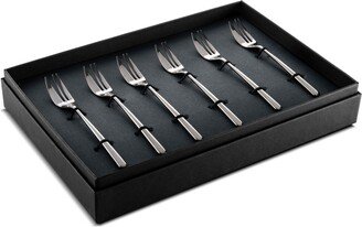 Due Ice Oro Nero Gift Boxed Cake Forks Flatware Set, 6 Piece