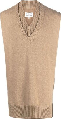 layered-detail V-neck sweater