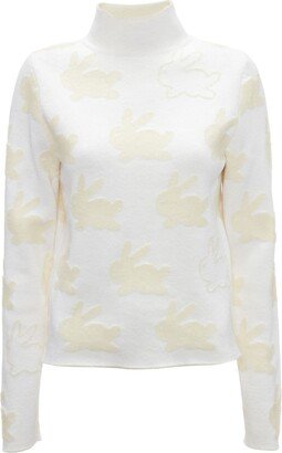 Bunny-Motif High-Neck Jumper