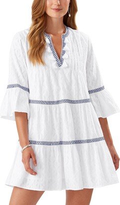 Embroidered Cotton Tier Cover-Up Dress