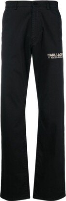 Logo-Print Cotton Straight Trousers