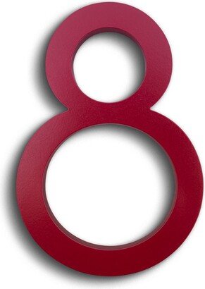 Modern House Number Aluminum Font Eight 8 in Red