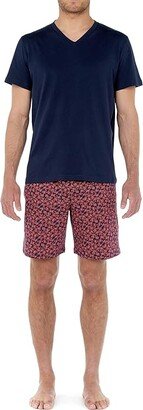 Loe Short Sleepwear (Navy Print) Men's Pajama Sets