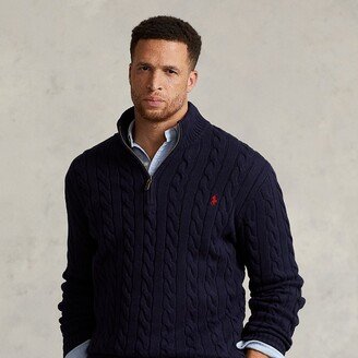 Ralph Lauren Cable-Knit Cotton Quarter-Zip Sweater-AA