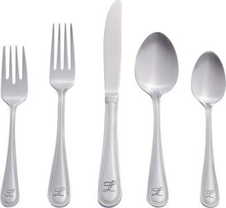 Riverridge Beaded 46 Piece Monogrammed Flatware Set - L, Service for 8