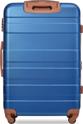 NINEDIN Trunk Sets 3 Piece Set Expandable Spinner suitcase 20/24/28, Blue+Brown