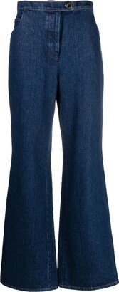 High-Waisted Flared Trousers-AT